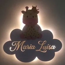 Nuvem Girafa Com Nome Com Led - Decoração Quarto Infantil Cor Branco Foto mini 4
