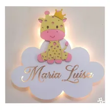 Nuvem Girafa Com Nome Com Led - Decoração Quarto Infantil Cor Branco Foto mini  2