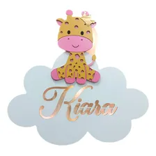 Nuvem Girafa Com Nome Com Led - Decoração Quarto Infantil Cor Branco Foto  mini 1