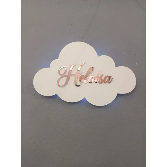 Nuvem Personalizado Led - Maternidade Nome Infantil E Bebe Cor Rose Foto 1