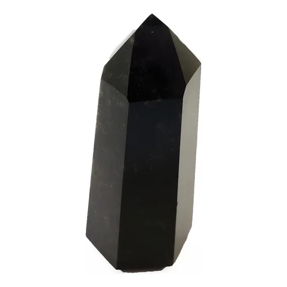 Obelisco Pedra Ponta Obsidiana Negra Natural Foto 1