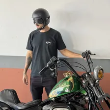 Óculos Capacete Aberto Moto Proteção Redondo Retro Vintage Armação Preto Lente Fumé Foto mini  2