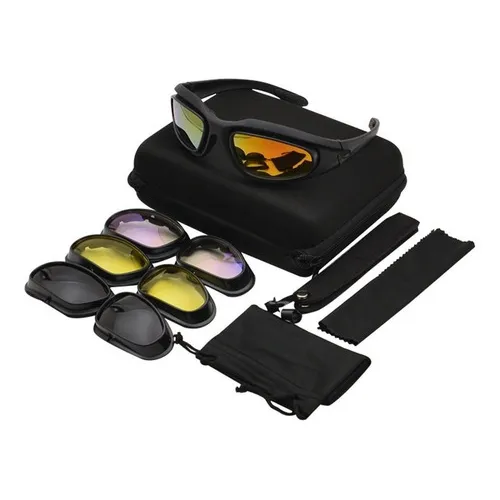 Óculos Daisy C5 4 lentes tático esportivo militar ciclismo caminhada com lente polarizada preta Foto 1