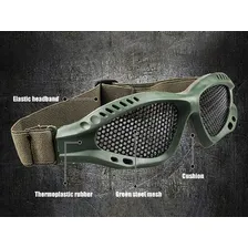 Óculos De Proteção Airsoft Paintball Tela Metal Tático Full Cor Verde Foto mini  3