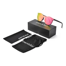 Óculos De Sol Feminino Masculino Redondo Pendulari Espelhado Armação Preto Lente Rosa Foto mini 4