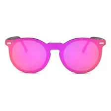 Óculos De Sol Feminino Masculino Redondo Pendulari Espelhado Armação Preto Lente Rosa Foto mini 2