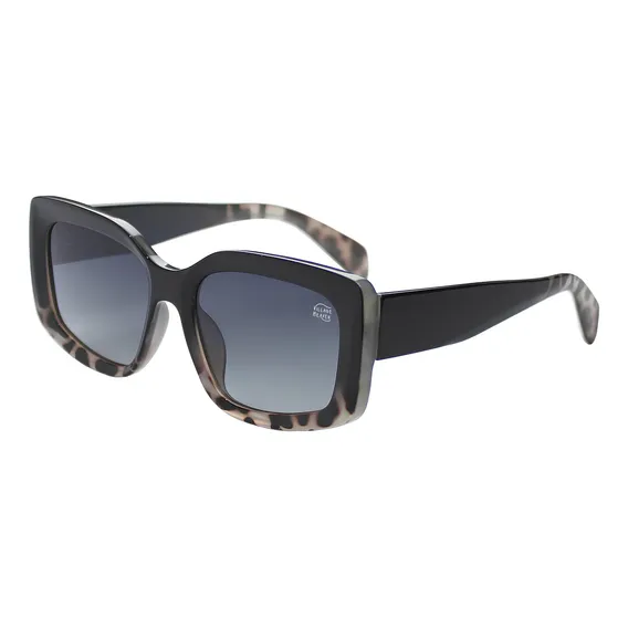 Óculos De Sol Feminino Quadrado Grande Armação Preto Lentes Preto Polarizado UV400 Detalhes Oncinha Foto 1