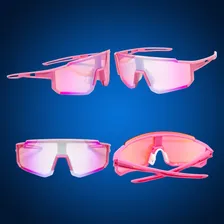 Óculos Esportivo Bike Ciclismo Mtb Speed Proteção Uv 400 Armação Rosa Lente Rosa Foto mini  2
