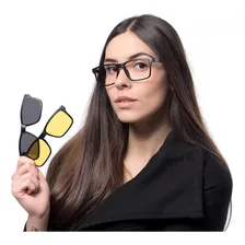 Óculos Feminino Quadrado Armação De Óculos Clipon 3 Em 1 Foto mini 1