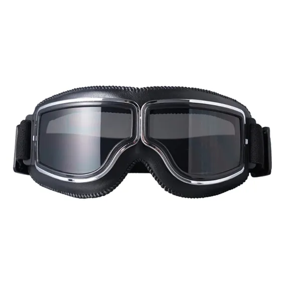 Óculos Motociclista Capacete Retro Vintage Custom Hd Armação Preto Lente Preto Foto 1