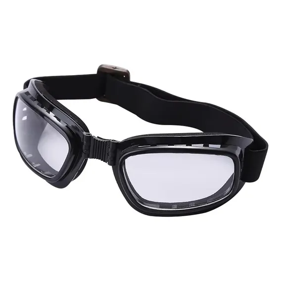 Óculos Motociclista Chopper Aro Preto E Lentes Cristal Foto 1