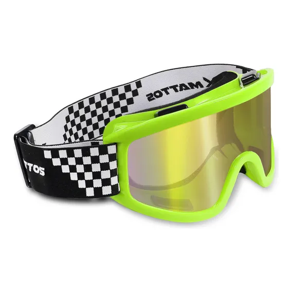 Oculos Motocross Mattos Amarelo Lente Espelhada Trilha Cross Foto 1