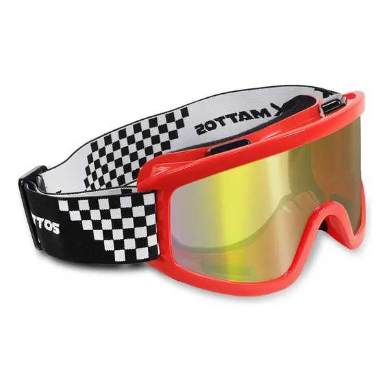 Óculos Motocross Mattos Vermelho Lente Espelhada Trilha Foto 1