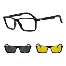 Óculos Para Grau Masculino Com 2 Clip Ons Hb M.0531 Cor Preto Fosco Foto mini 1