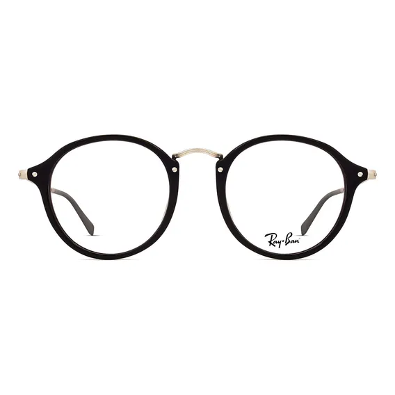 Óculos Ray Ban Round Fleck Rx2447v Preto/prata Foto 1