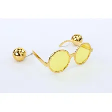 Óculos Redondo Dourado Com Brinco De Globo De Ouro Foto  mini 1