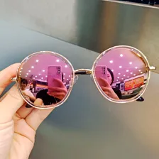 Óculos Sol Feminino Lente Rosa Blogueira Espelhado Armação Dourado Foto mini 3
