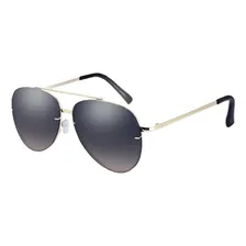 Óculos Sol Feminino Masculino Aviador Preto Dourado Luxo Foto mini 1