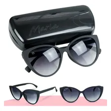 Oculos Sol Gatinho Emborrachado Feminino Preto + Case Foto mini 1