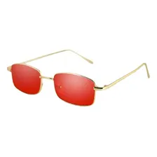 Óculos Sol Lente Vermelho Quadrado Rêtro Retan. Vintage Foto mini 4