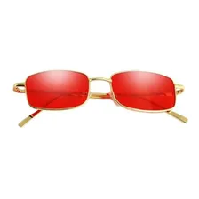 Óculos Sol Lente Vermelho Quadrado Rêtro Retan. Vintage Foto mini  2