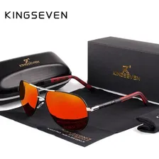 Óculos Sol Masculino Aviador Polarizado Kingseven® Cor Vermelho Foto mini 2