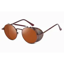 脫culos Sol Redondo Steampunk Vintage Retr么 Uv400 Vermelho Lente Marrom Foto mini 1