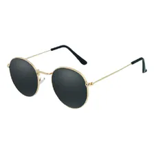 Óculos Sol Retro Round Feminino Masculino Vintage Preto Foto mini 1