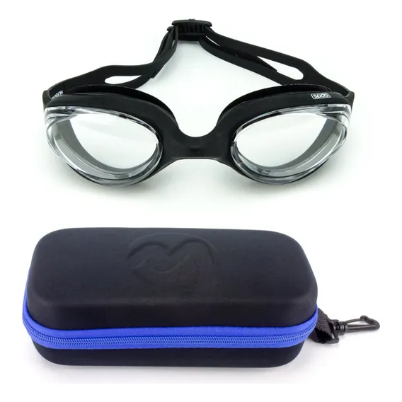 Óculos Speedo Hydrovision Preto + Case Medinas Logo Azul Foto 1