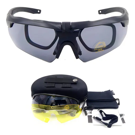 Oculos Tatico Balistico Profissional Tiro Esportivo 3 Lentes Desenho Tático Foto 1