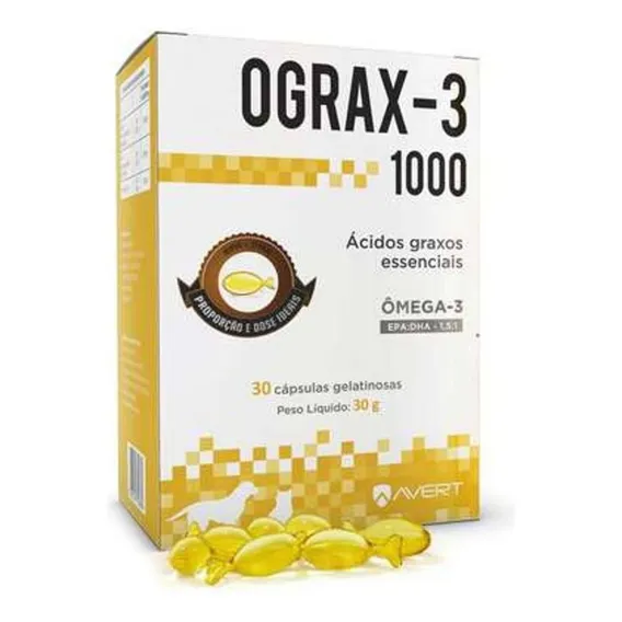 Ograx 1000 Avert Suplemento Omega 3 Cães Epa Dha Ograx-3 Foto 1