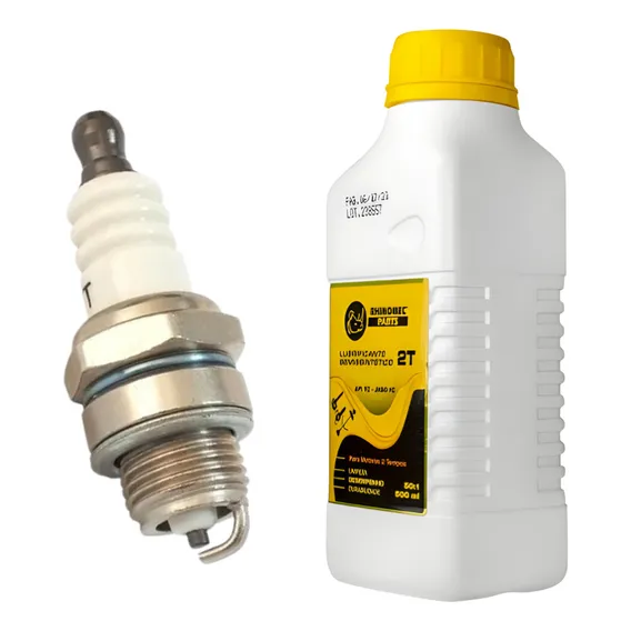 Óleo 2 Tempos + Vela 500ml Roçadeira Gasolina Motossera Soprador De Folhas Para Sthil, Toyama, Vulcan, Tekna E Outras Foto 1