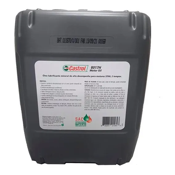 Óleo Castrol Stihl 8017 2 Tempos 20 Litros Original Foto 1