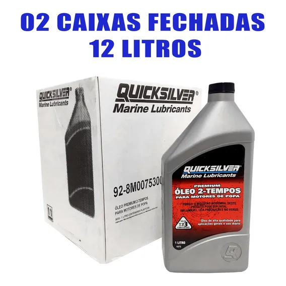 Óleo de motor Quicksilver mineral TC-W3 2 Tempos para veículos náuticos 1 kit de 12 unidades x 1L / 12L Foto 1