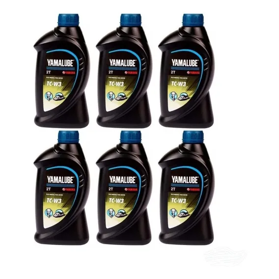 Óleo de motor Yamaha 2 tempos Yamalube 2 TC-W3 para veÃculos náuticos 1 kit de 6 unidades x 1L / 6L Foto 1