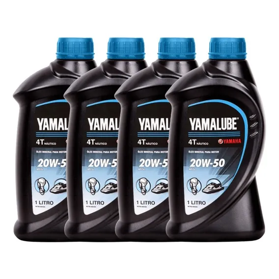 Óleo de motor Yamalube 4t 20W-50 para náutico 1 kit de 4 unidades x 1L / 4L Foto 1