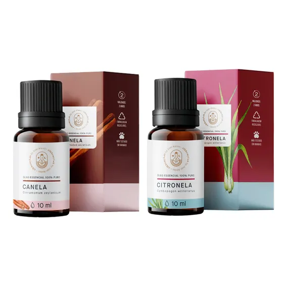 Óleo Essencial Canela 10ml + Óleo Essencial Citronela 10ml Foto 1