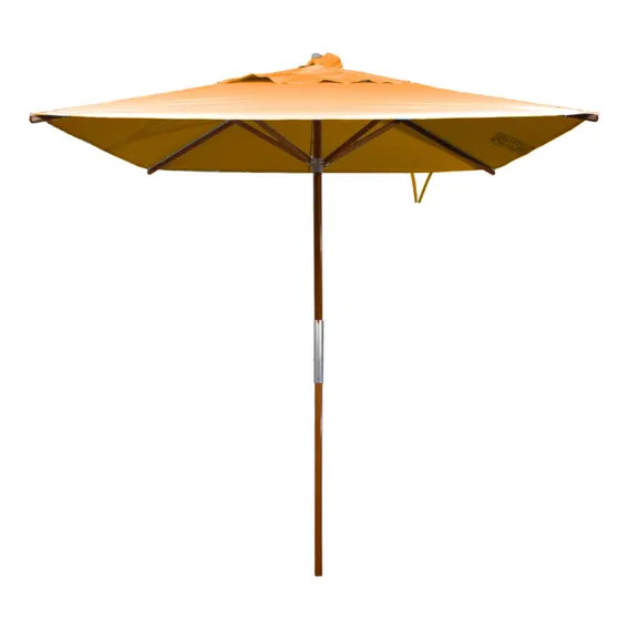 Ombrelone Central Quadrado 2,0x2,0m - Madeira Lona Bagum Cor Laranja Lisa Foto 1