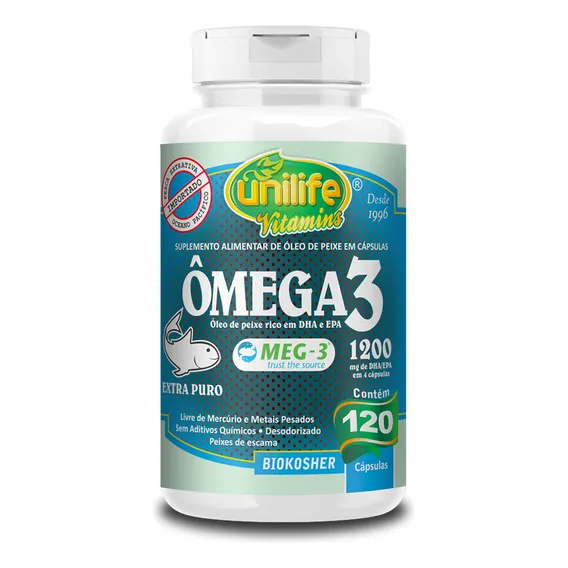 Ômega 3 Óleo de Peixe Unilife 120 Cápsulas 1200mg Foto 1