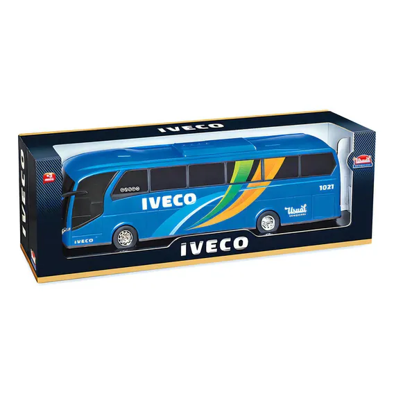 Onibus Infantil Brinquedo Iveco Usual 45 Cm Divertido Cor Azul Foto 1