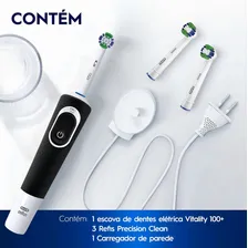 Oral B Vitality+ 3 Refis Preta Bivolt Escova Dente Elétrica Foto mini 4