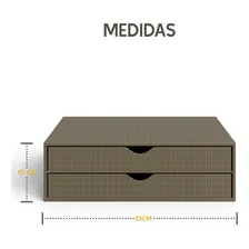 Organizador 2 Gavetas Preto Folha Sulfite A4 Base Monitor Arte com Madeira Foto mini  3