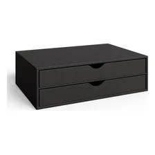 Organizador 2 Gavetas Preto Folha Sulfite A4 Base Monitor Arte com Madeira Foto mini  2