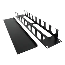 Organizador De Cabos Horizontal Fechado 2u Para Racks 19 Foto mini  2