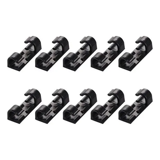Organizador De Fios E Cabos Kit Com 10 Unidades Com Adesivo Cor Preto Foto 1