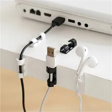 Organizador De Fios E Cabos Kit Com 10 Unidades Com Adesivo Cor Preto Foto mini 4