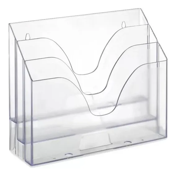 Organizador De Mesa Triplo Office Acrílico Maxcril Cristal Foto 1