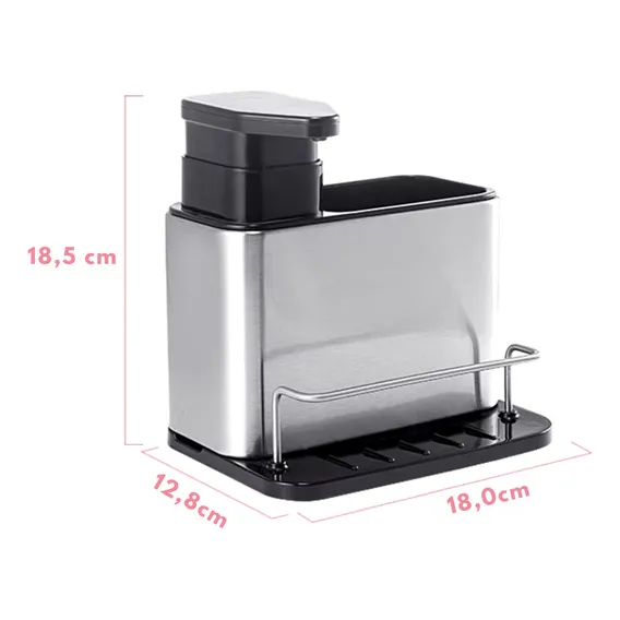 Organizador Dispenser Detergente Esponja Bucha Inox Dosador Cor Porta Detergente Esponja Bucha Inox Foto 1