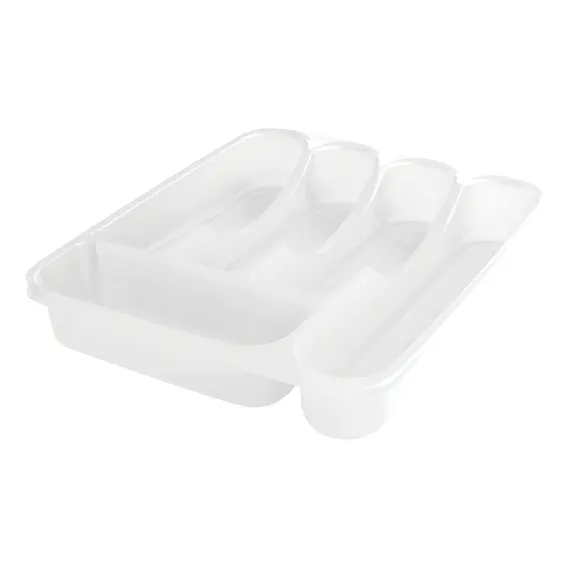 Organizador Gaveta Porta Talher 5 Divisor Divis贸ria Talheres Cor Branco Foto 1