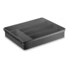 Organizador Multiuso Porta Talheres Com Tampa Plastico Preto Foto mini 1